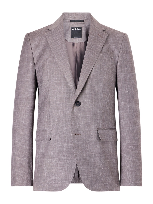 Photo: Zegna - Wool, Silk and Linen-Blend Suit Jacket - Brown