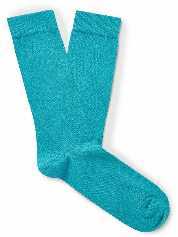 Photo: Sunspel - Stretch Cotton-Blend Socks - Blue