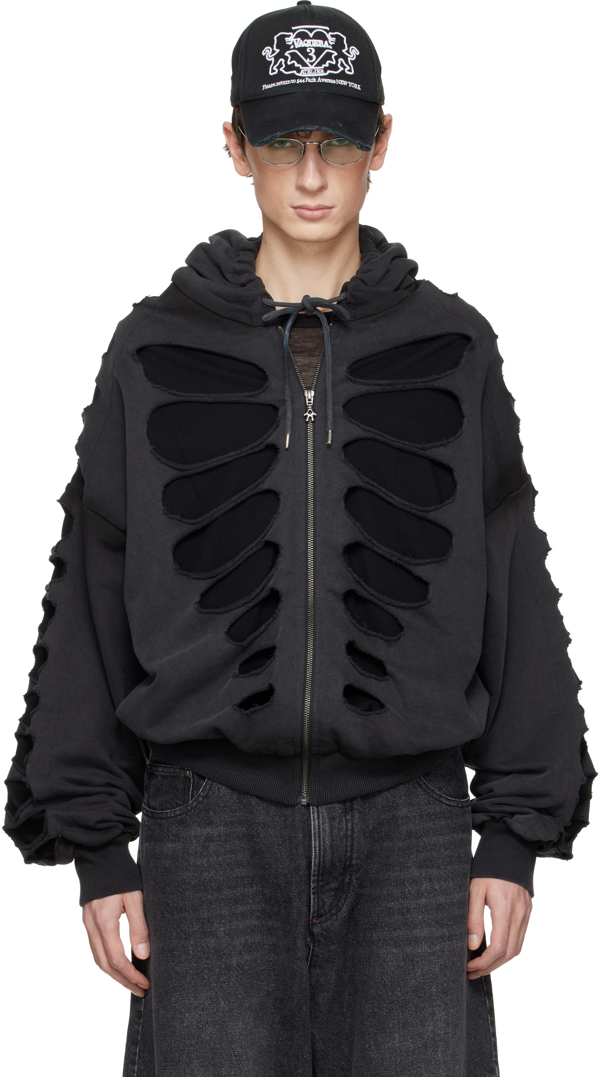 AVAVAV Black Shoulderless Cutout Hoodie