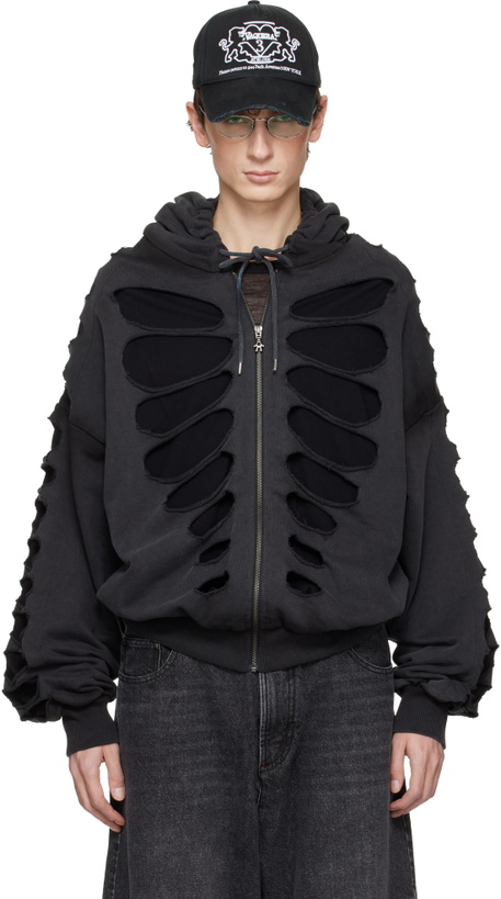 Photo: AVAVAV Black Shoulderless Cutout Hoodie