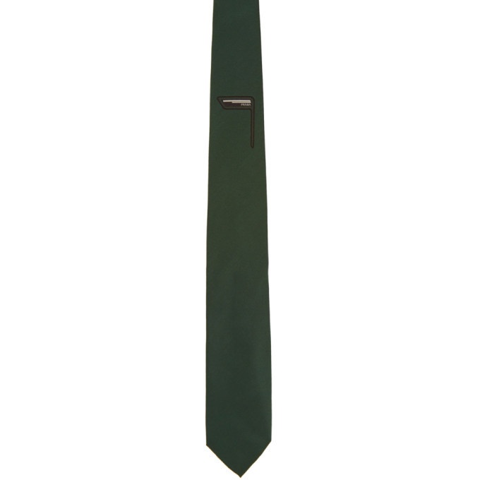 Photo: Prada Green Jacquard Logo Tie
