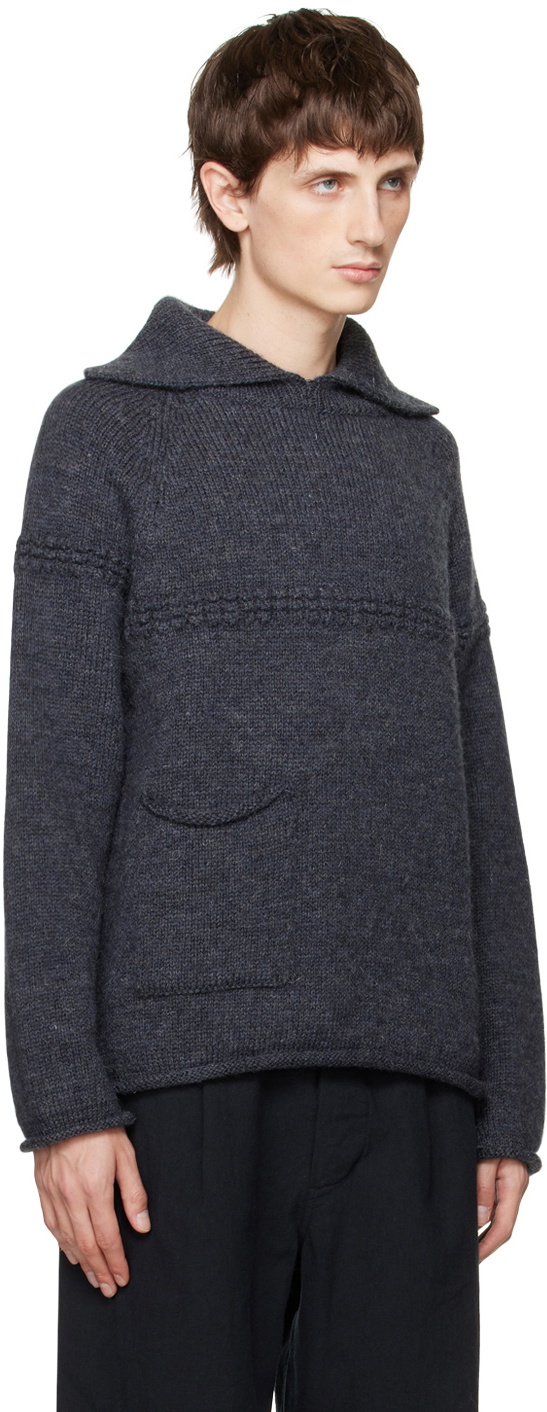 XENIA TELUNTS Gray Rolled Edges Sweater