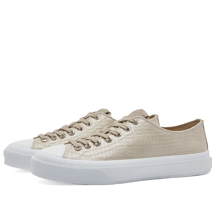 Photo: Givenchy Men's 4G Jacquard City Low Sneakers in Natural Beige