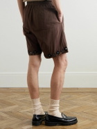 Kartik Research - Embellished Embroidered Cotton Shorts - Brown