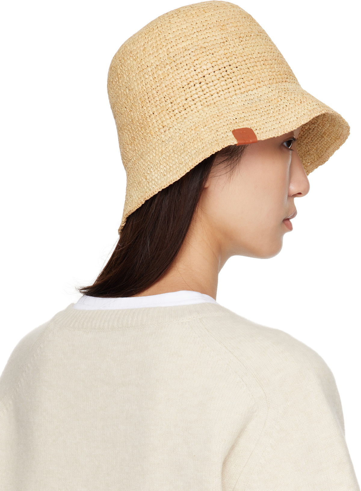 Staud Beige Meyers Crochet Bucket Hat