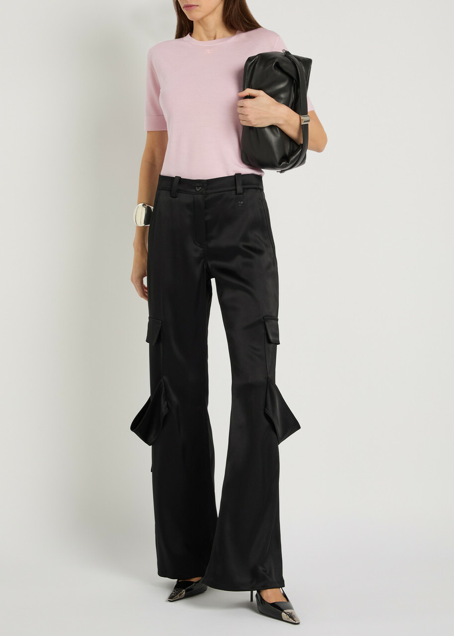 Courrèges Utility Chaps Satin Trousers Black