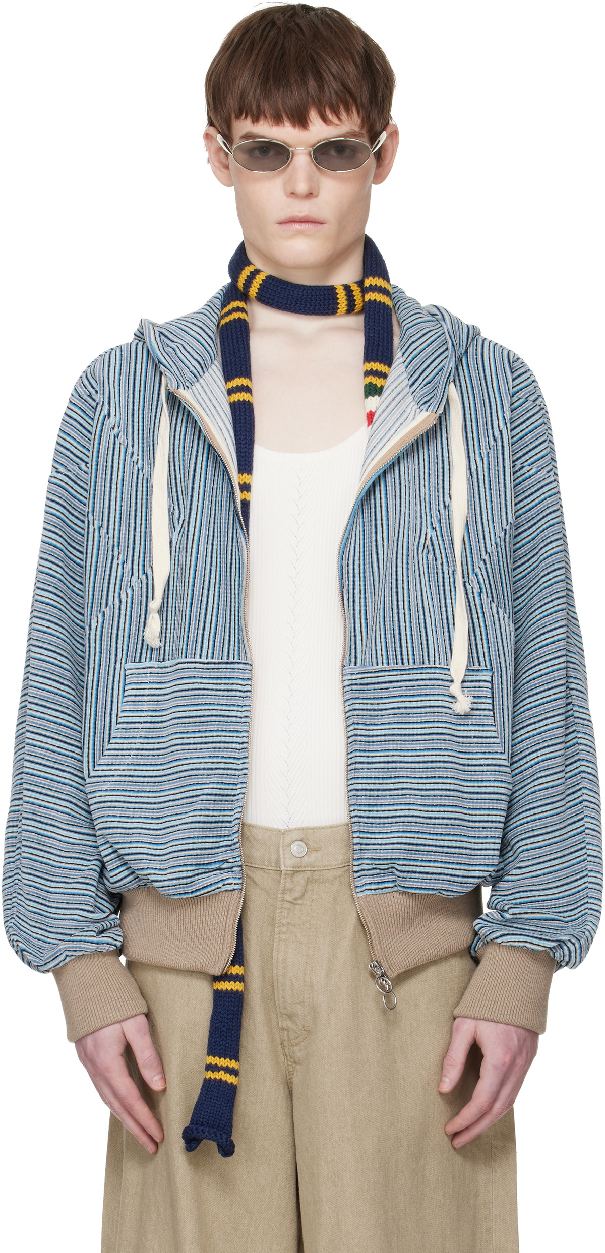 Edward Cuming Gray Ruffle Hoodie Edward Cuming