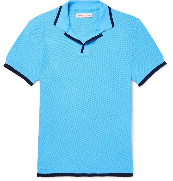 Photo: Orlebar Brown - Erick Slim-Fit Cotton-Piqué Polo Shirt - Men - Blue