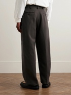 Small Talk - Wide-Leg Pleated Slub Linen and Wool-Blend Trousers - Brown