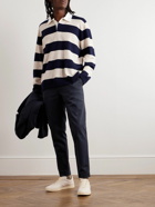Mr P. - Tapered Pleated Garment-Dyed Cotton-Twill Trousers - Blue