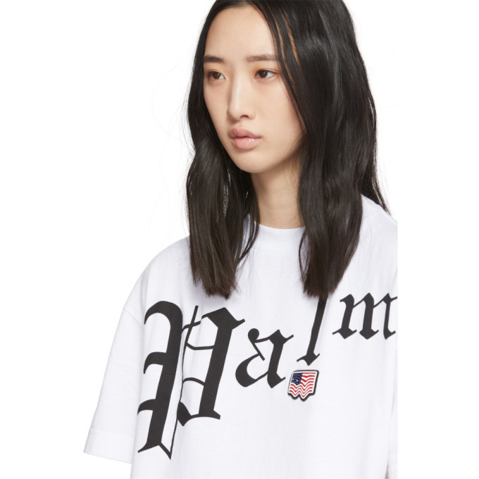 Palm Angels White New Gothic T-Shirt Palm Angels