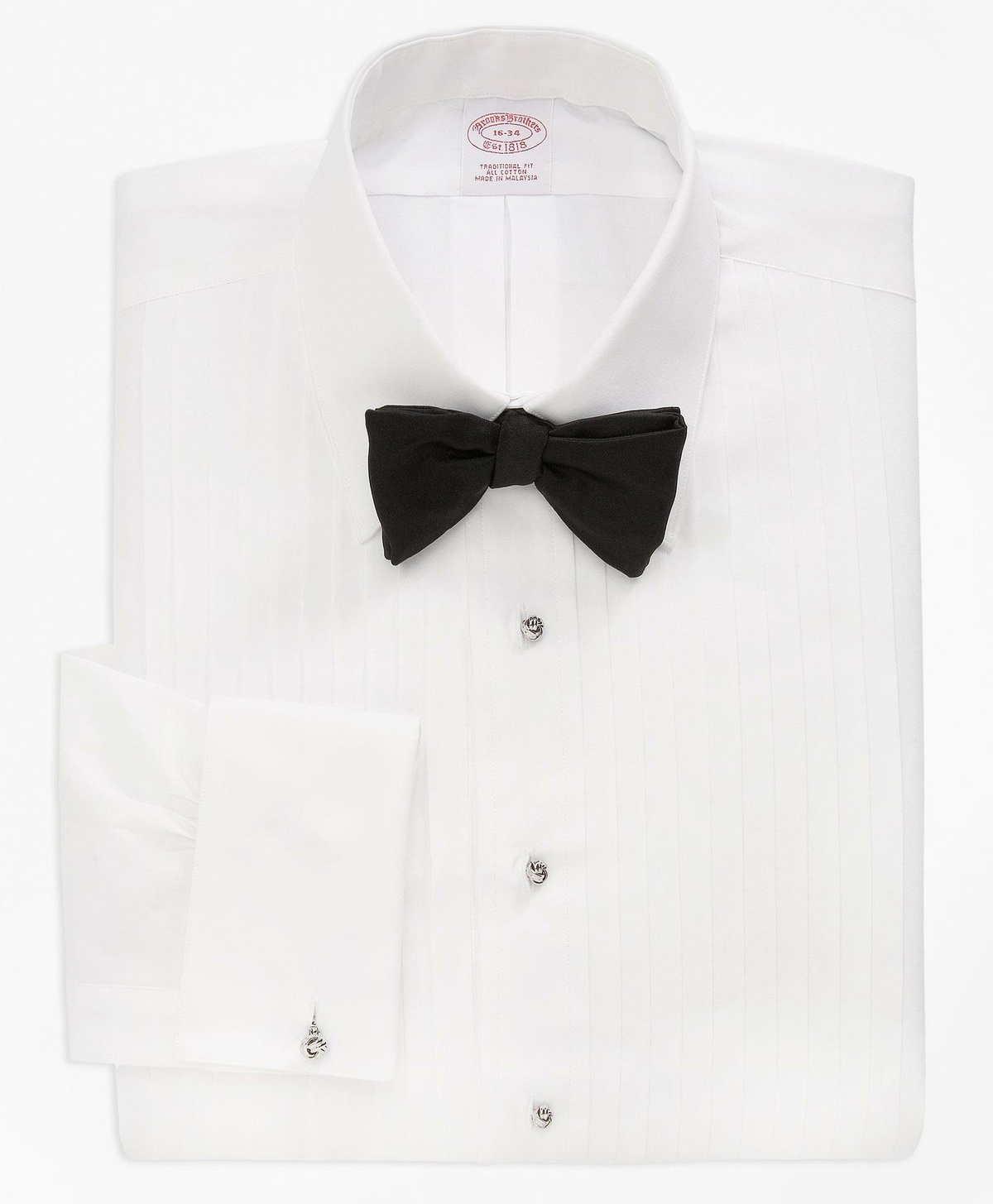 Brooks Brothers Men's Traditional Fit Ten-Pleat Tennis Collar Tuxedo Shirt | White