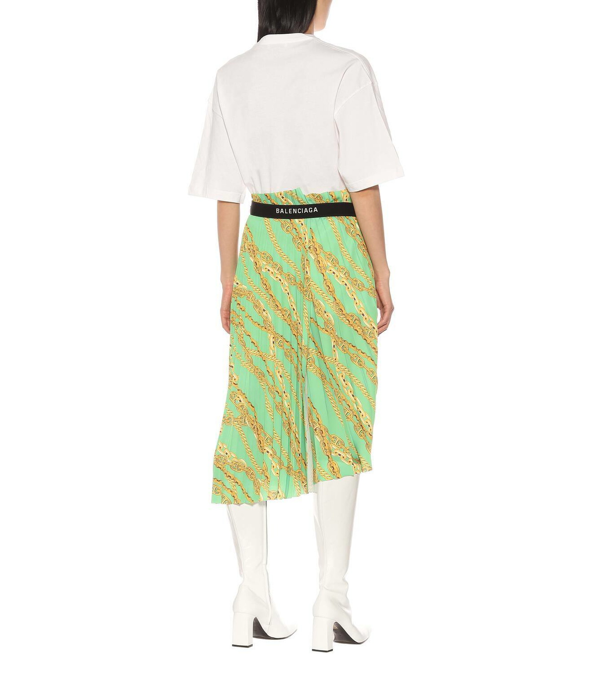 Balenciaga Printed asymmetric pleated skirt