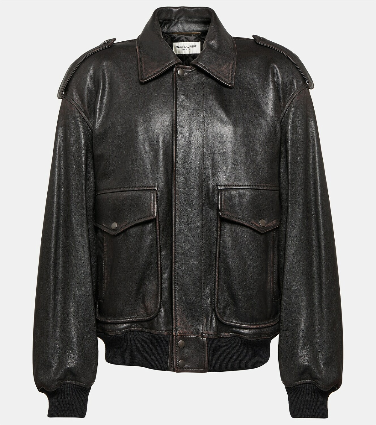 Saint Laurent Leather-trimmed blouson jacket