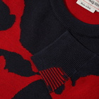 Alexander McQueen Men's Skull All Over Intarsia Crew Knit in Navy/Red