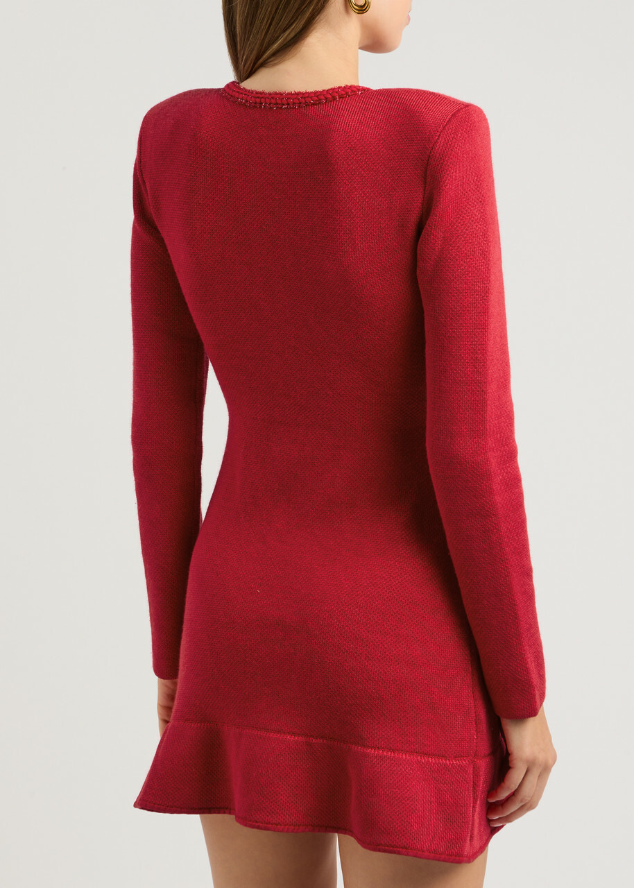 Self-portrait Heart-button Knitted Mini Dress Red Self-Portrait Self-portrait Heart-button Knitted Mini Dress Red Self-Portrait