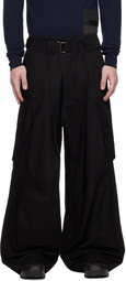 FFFPOSTALSERVICE Black Wide Belted Draped Pocket Trousers