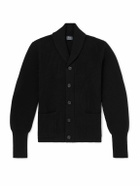 William Lockie - Duncan Shawl-Collar Ribbed Merino Wool and Cashmere-Blend Cardigan - Black