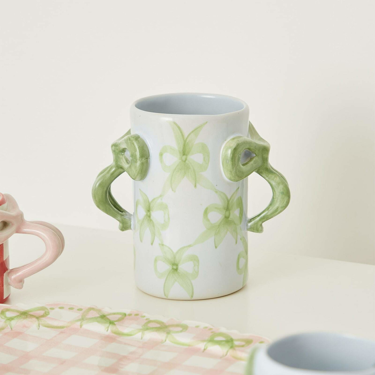Damson Madder Women's Bow Bow Vase in Green Bow/Blue 