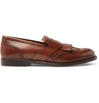 Brunello Cucinelli - Brogue-Detailed Leather Kiltie Loafers - Brown