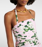 Carolina Herrera Floral ruched cotton-blend midi dress