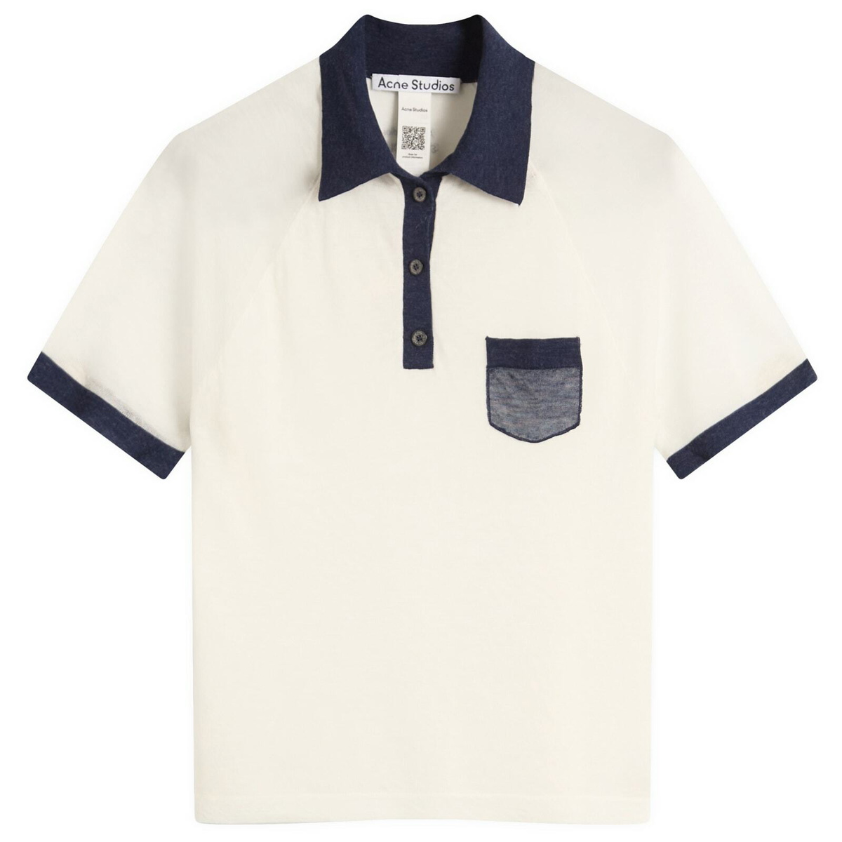 Acne Studios Women's Kout Transparent Polo Top in White/Navy