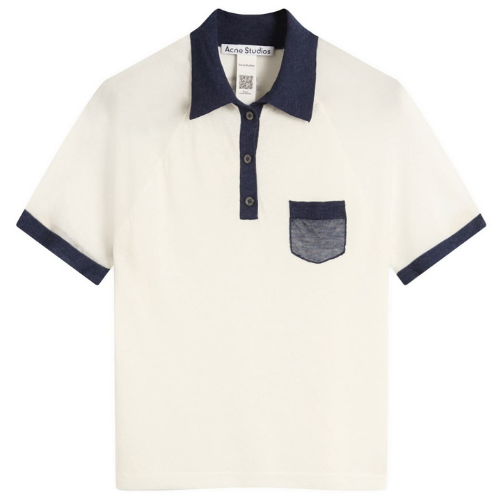 Photo: Acne Studios Women's Kout Transparent Polo Top in White/Navy