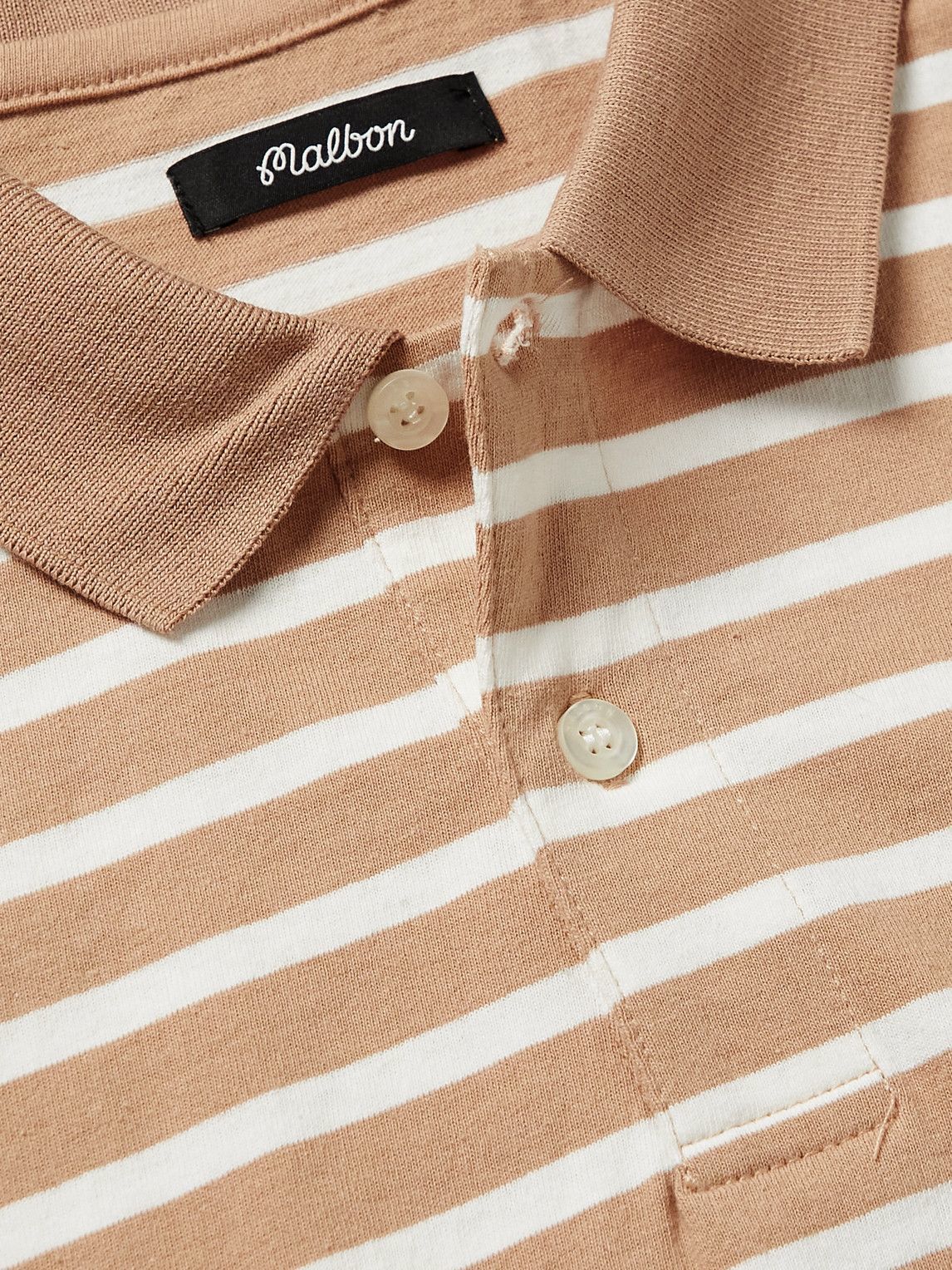 Malbon Golf - Logo-Embroidered Striped Cotton-Jersey Polo