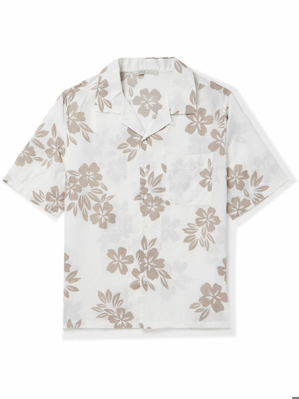 Photo: Onia - Air Convertible-Collar Floral-Print Linen and Lyocell-Blend Shirt - White