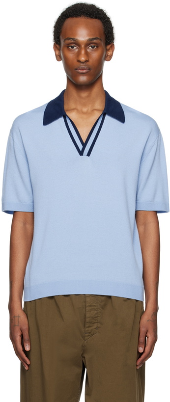 Photo: King & Tuckfield Blue Color Block Polo