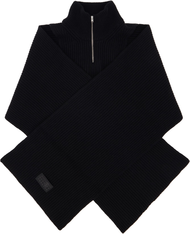 Photo: MM6 Maison Margiela Black Fisherman Knit Camionneur Scarf