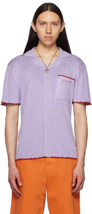 Photo: Jacquemus Purple Le Raphia 'La Maille Prata' Shirt