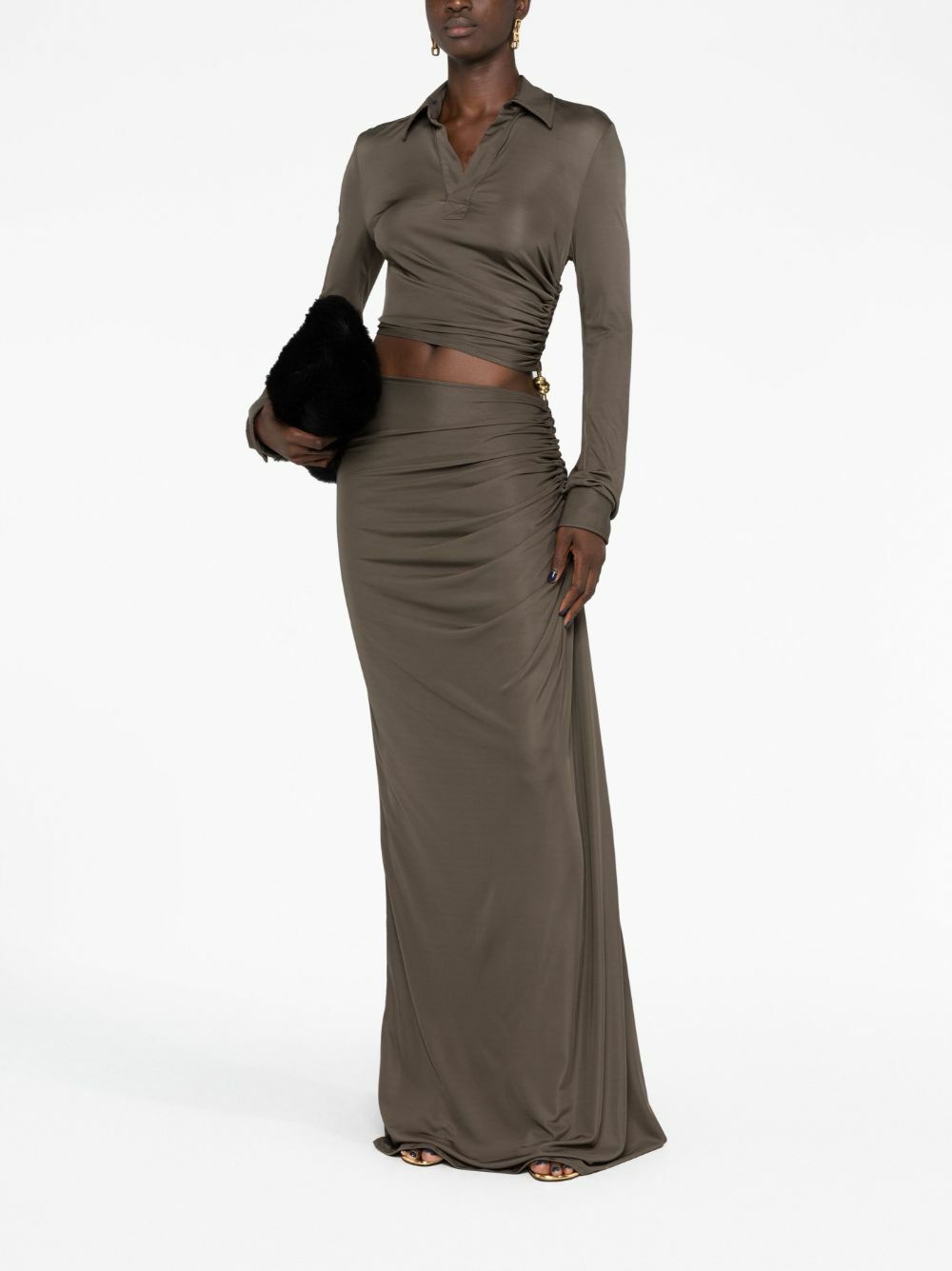 bottega green dress BOTTEGA VENETA A/W 2022 RUNWAY GREEN DEGRADE DRESS WITH SPOTS