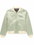 Visvim - Reversible Embroidered Silk-Satin and Cotton Bomber Jacket - Green