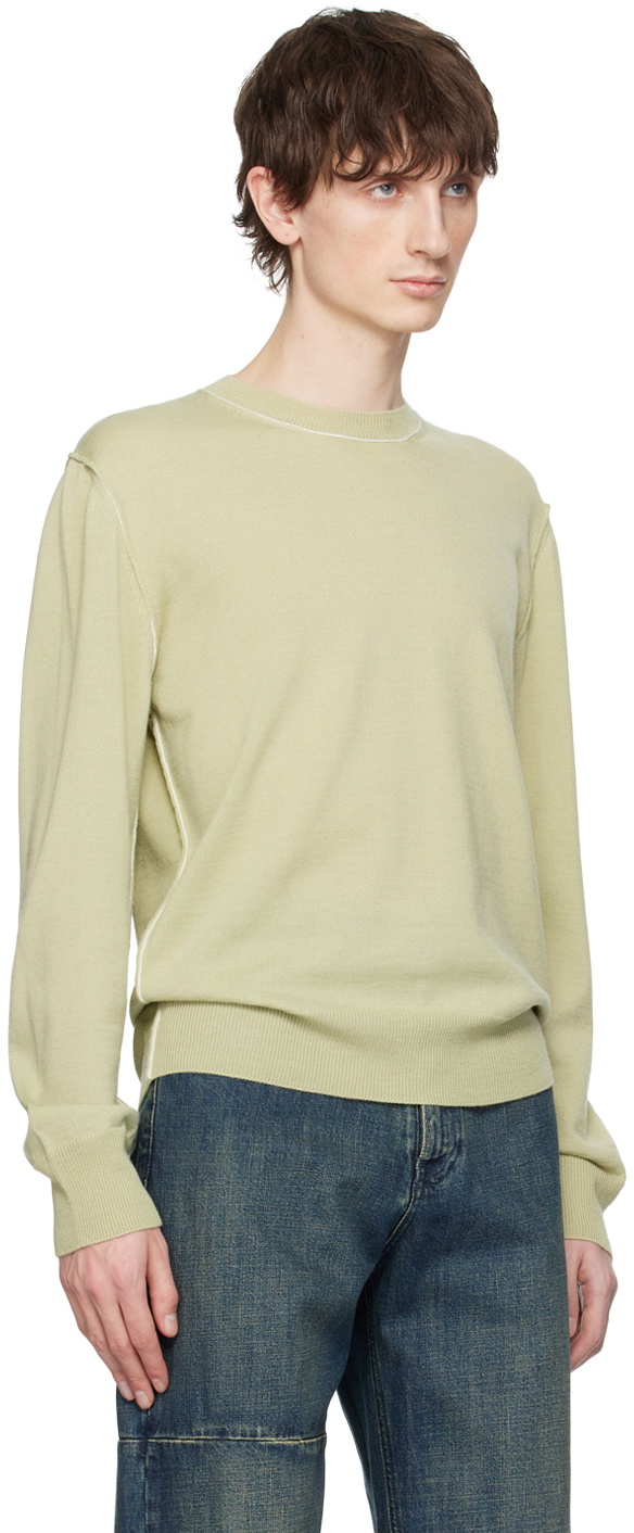 MM6 Maison Margiela Green Inverted Seams Sweater MM6 Maison Margiela