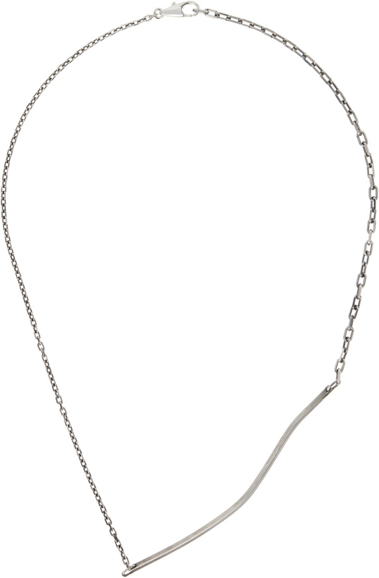 Photo: Title of Work Mixed Chain Beaten Bar Necklace