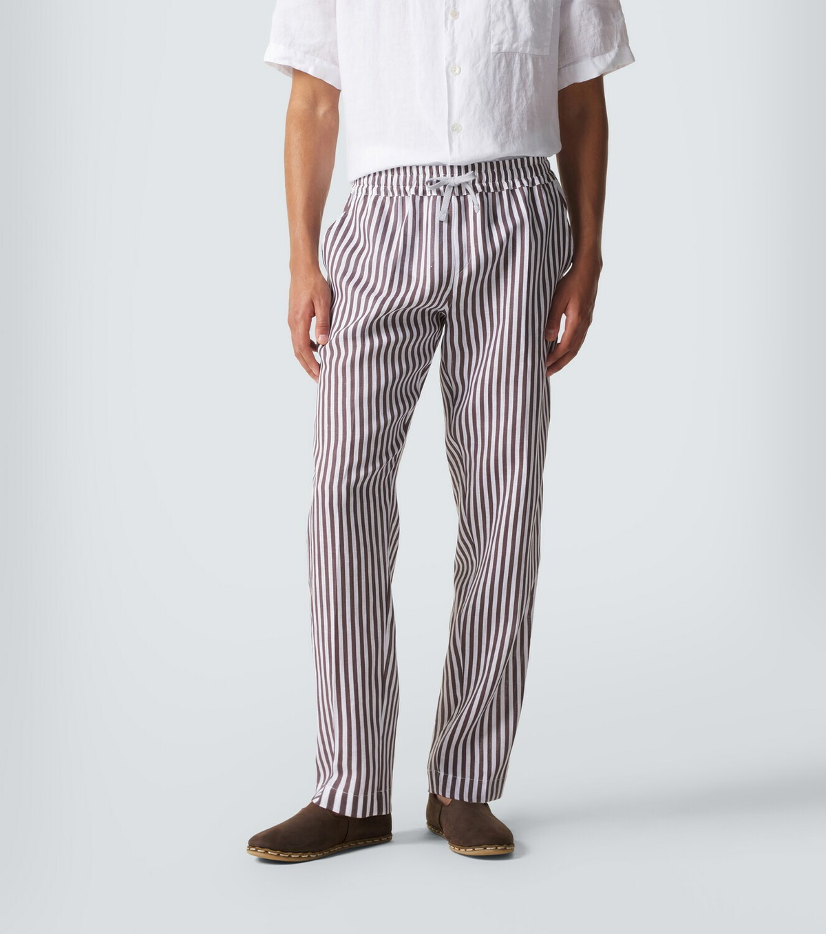 Fedeli Striped linen straight pants