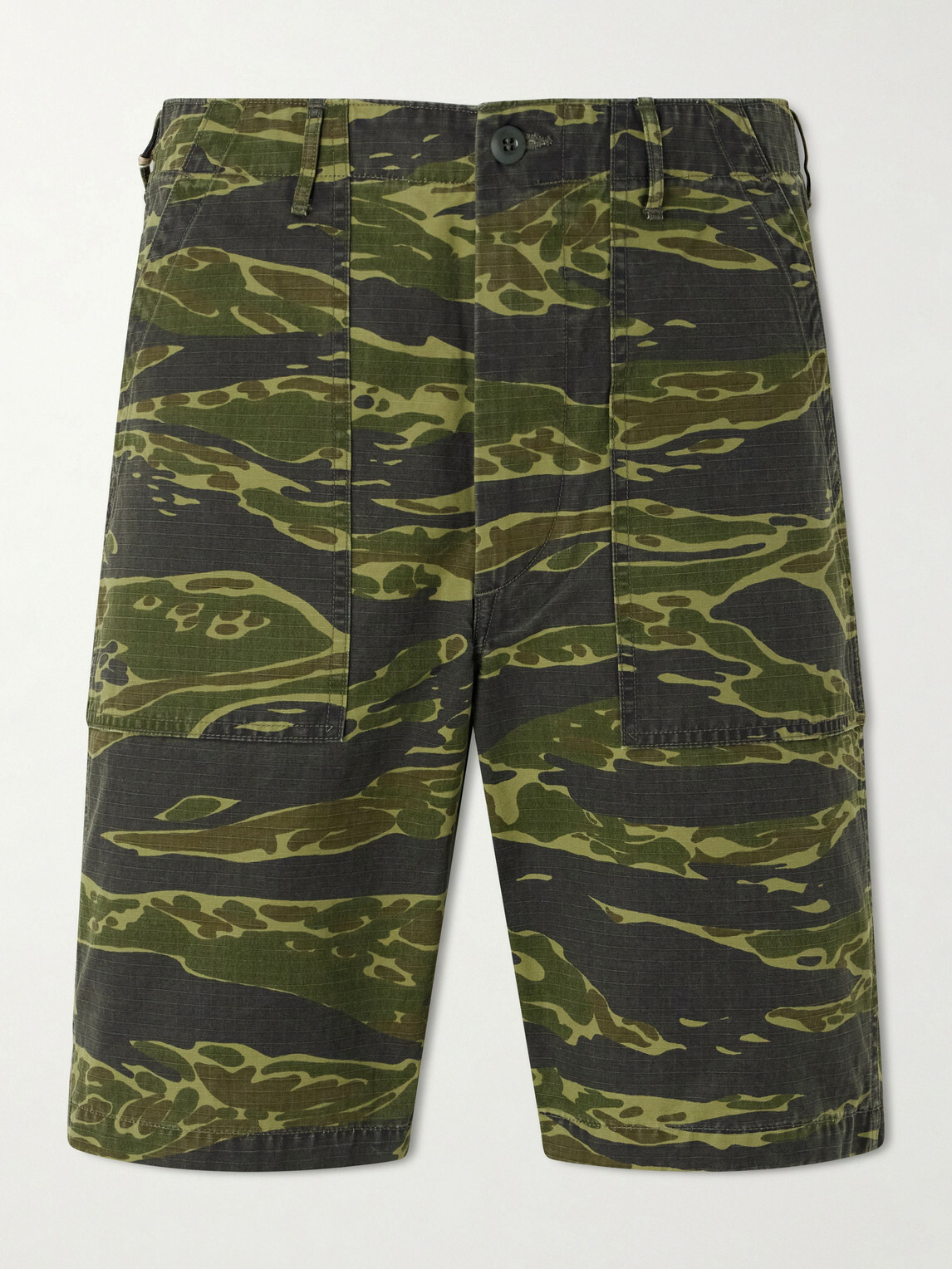 OrSlow - U.S. Army Fatigue Printed Straight-Leg Rip-Stop Cotton Shorts - Green