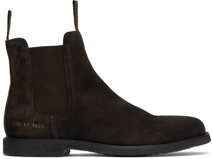 Photo: Common Projects Brown Waxed Suede Chelsea Boots