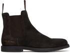 Common Projects Brown Waxed Suede Chelsea Boots