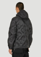Quilted Logo Hooded Jacket in Black