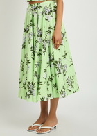 Emilia Wickstead Rhea Floral-print Cotton Midi Skirt Green