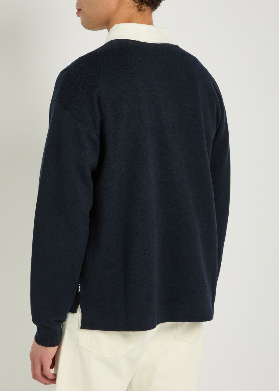 Boss Cotton and Wool-blend Rugby top Navy