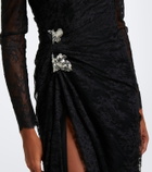 Monique Lhuillier Embellished lace bustier gown