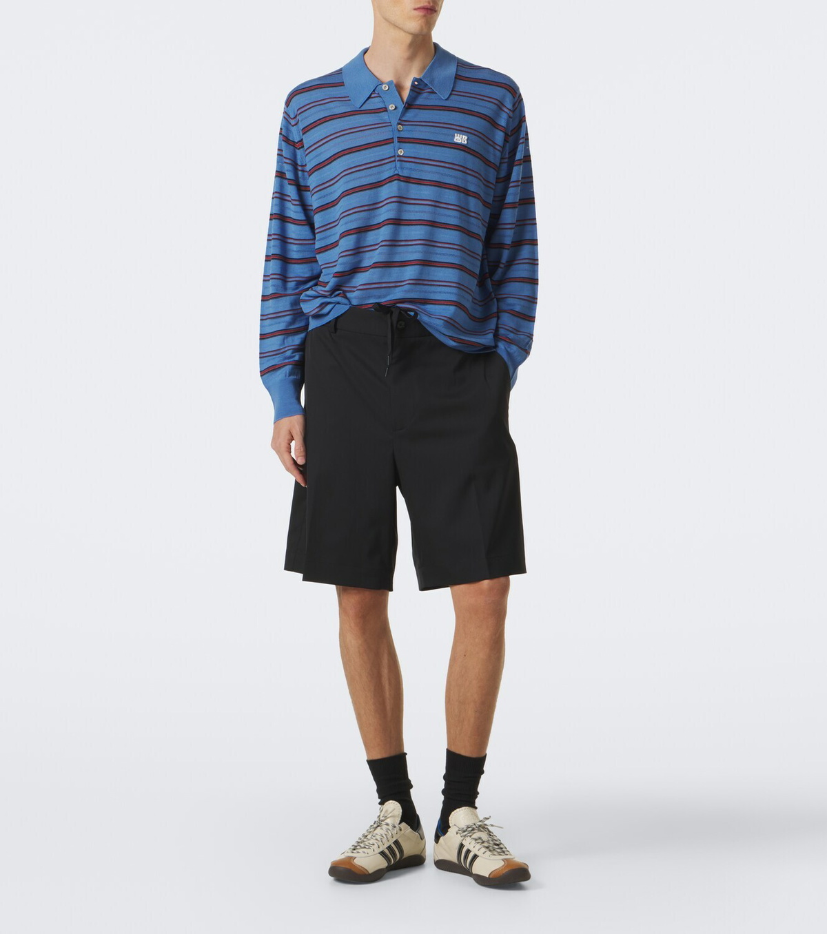 Wales Bonner Beam striped wool polo sweater