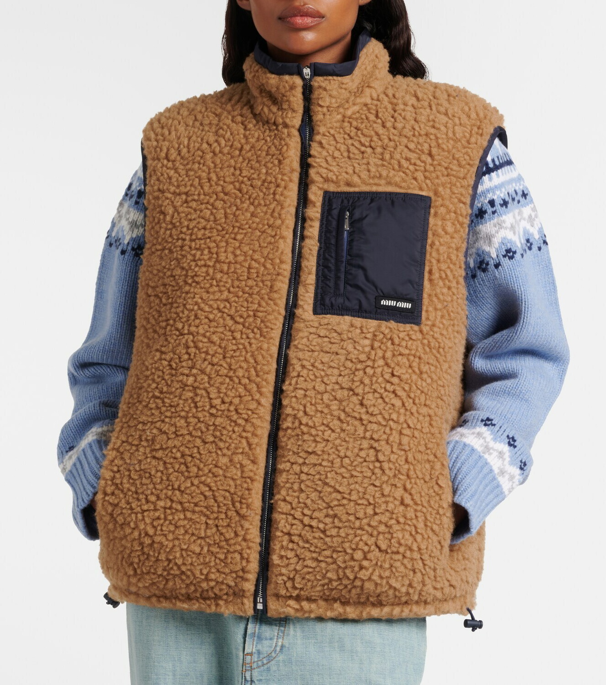 Miu Miu Wool-blend teddy down vest