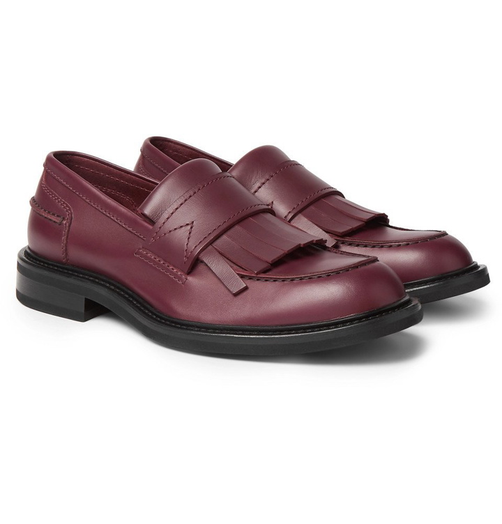 Photo: Bottega Veneta - Fringed Leather Loafers - Burgundy