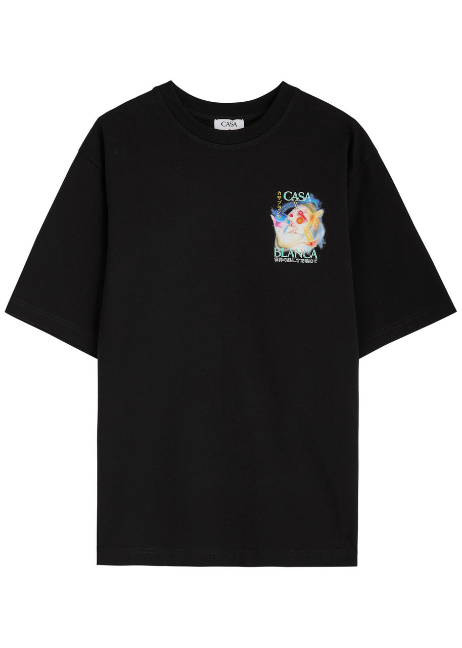 Casablanca Galactic Connection Printed Cotton T-shirt Black Casablanca