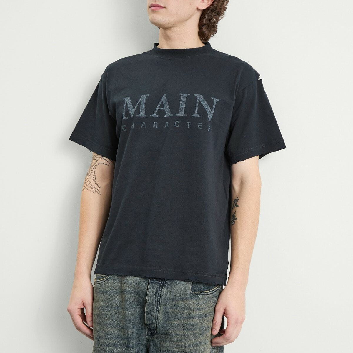 Balenciaga Men's Main Character' Print T-Shirt in Faded Black