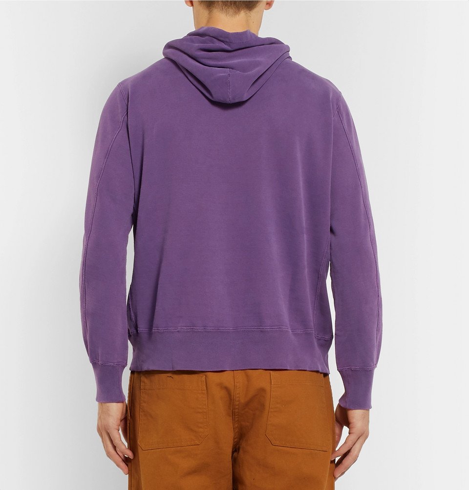 Remi Relief - Cropped Loopback Cotton-Jersey Hoodie - Men - Purple Remi ...